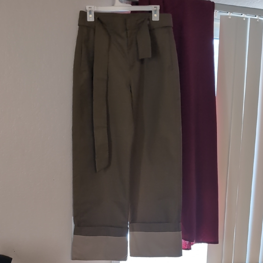 Zara Olive Wide-Leg Pants with Belt